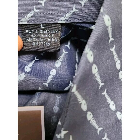 Charleston Threads Mens Short Sleeve Shirt Fish Bone Print Blue Size Large - Picture 6 of 6